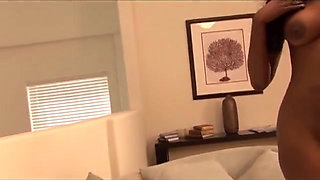 Ebony removes sexy pink lingerie for deep black penetration in the living room