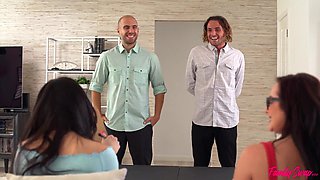 Buxom cougars have steamy 4some with younger cocks