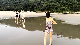 Solo Ashley Graham masturbates outdoors