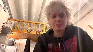 Goth Girl No Makeup Smoking a Cigarette