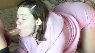 SHE SWALLOWS COMPLETELY - the cutie is not shy about being