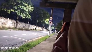 Public Bus Stop Blowjob With Risky Masturbation Next To Stranger - Amateur Latina Fanny Squirting