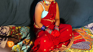 A Naughty Desi Couple in a Red Saree Gets Carried Away in a Secret Bedroom Encounter Full of Dirty Talk Forbidden Desires and