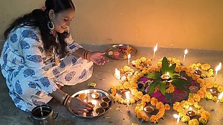 Indian Puja Bhabhi Having Sex On Diwali After Celebration Hardcore Having Blowjob60fps - Striptease