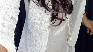 Very hot and soft my stepmom sexy white lingerie and nighty