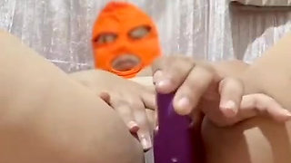Wife watches our sex video while she does dildo