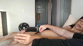 Hairy Brazilian Wife Gives Handjob to Small Penis - Casal Fatal Humiliation