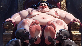 Obese SSBBW Queen Moaning While Slaves Worship Her Big Feet