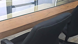 Boss fucks me at his office and empties his balls on my ass in the boardroom