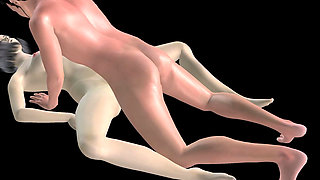 Animated 3D Porn - Asian Man Fucking Beautiful Girl in Missionary Pussy & Ass Creampie