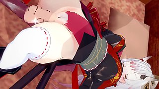 Nakiri Ayame enjoys some flirty fun in the bedroom