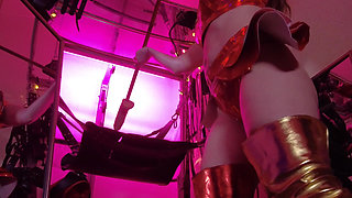 Mistress Eva Latex Fetish Domina Femdom Goddess Gold Boots Big Ass BDSM Solo