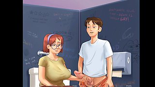 Sex cartoons, girls bathroom, masturbating pussy