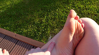 Walking with My Feet on the Grass and Showing Them to You up Close