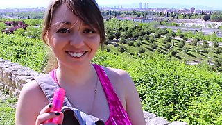 Busty teen Miriam Prado masturbates with her sex toy in the