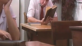 Sexy Uniforms Scene 2 Blonde and Brunette Students in Lingerie Enjoy Having Sex Together in Class