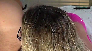 Hot Pink Fishnet Onesie and Fake Nails.. He Is Bent Over and Balls Vulnerable