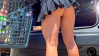 Public Upskirt: Luna Bends Over and Reveals Her Butt with a