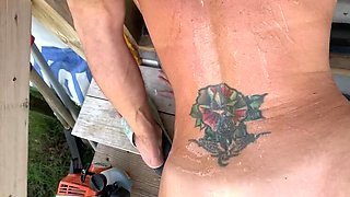 Farmers Wifey Hardcore Public Sex on Stairs - Rough Fucking, Pissing & Cum Swallowing