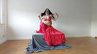 Arabian Belly Dancer Strips and Fucks Her Pussy with Fingers & Dildo