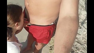 HottPussyTits Flashes Tits and Pussy on Beach, Blowjob Cum on Tit