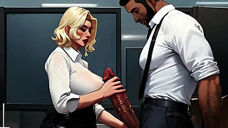 Sexy Secretaries Stroke Big Black Cocks At Work All Day