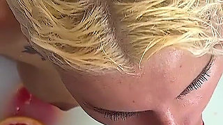 POV Camera. She Gave the Photographer a Blowjob After a Photo Shoot and Got Cum on Her Face and in Her Mouth