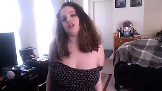 Curvy BBW Strips and Sings on Webcam