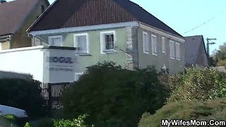Wife caught her busty old mother riding his cock