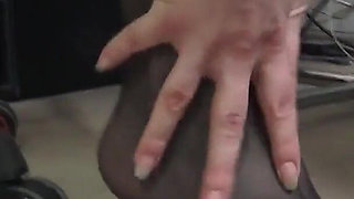 Nylon Secretary Foot Jerking