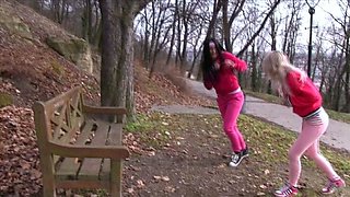 Blonde and Brunette Lesbians Scissor Fuck