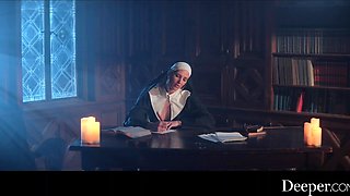 Sexy busty teen nun Kenna James in hardcore BBC interracial gangbang