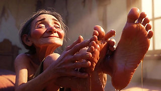 Granny Foot Oil Session - Feeling Intense Pleasure & Craving Tongue