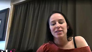 Beautiful Brunette Big Boobs Rides Fake Cock