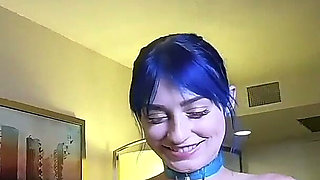 Tall Asian Guy Facial on Blue Hair Rave Girl in Sailor Outfit