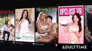 ADULT TIME - Five Sexy MILFs REVERSE GANGBANG Delivery Guy After Unboxing Lesbian Big Strap-Ons: Porn