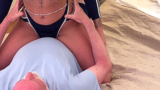 Lucky Guy Gets Zoey's Tits Ass & Pussy All Over His Face While Wrestling