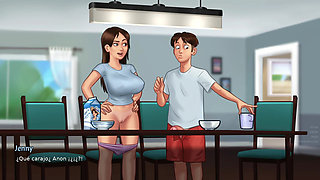 Collagen makes love to a stepmother and gives her all her milk - Summertime Saga