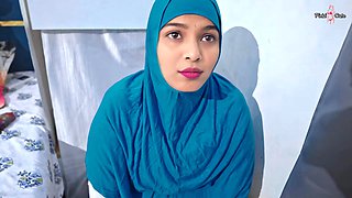 POV- My muslim Hijabi stepsis Caught me Naked, she wants to give me blowjob in 69 with pissing...Clear hindi video