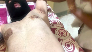 Indian wife doing chocolate massage to Husband verity desi couple