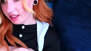 Cute blonde with big boobs solo