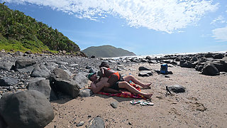 Whispers on a Wind-Kissed Shore Ebony Swan rides white dick...HARD