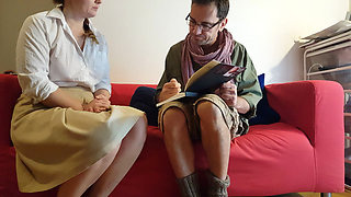 This young teacher from Eastern Europe is just trying to do her job, but ends up getting fucked on the couch
