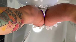 Cute Brunette Student Marisa Leone Stands in Steamy Shower Rocking Tiniest Mini Tennis Skirt for Softcore