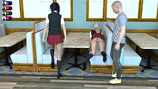 Bad Hero - Gameplay - Roleplay - College Uniform Teens Teasing the Man with Their Short Dress