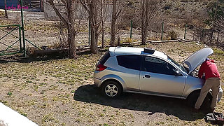 I Fuck the Neighbor While the Cuckold Works on His Car