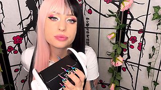 Close up with teen blonde sex doll rubbing her cunt