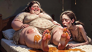 Fat SSBBW Humiliating Skinny Girl with Her Big Feet