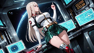 Private Moments Inside the Futuristic Spaceship Where Her White Uniform Is Stretched to Perfection