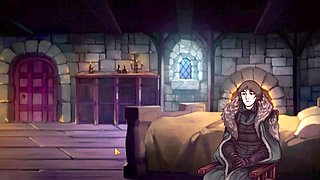 Aria Stark at the whispers wall in a Game of Thrones fantasy with big boobs and moms